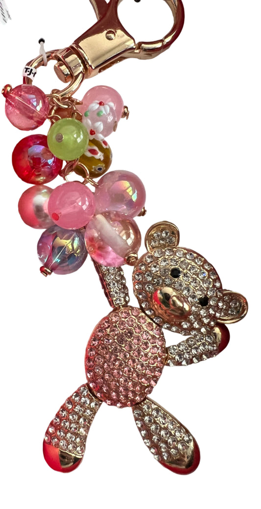 Crystal Bear with Balloons Bag Charm