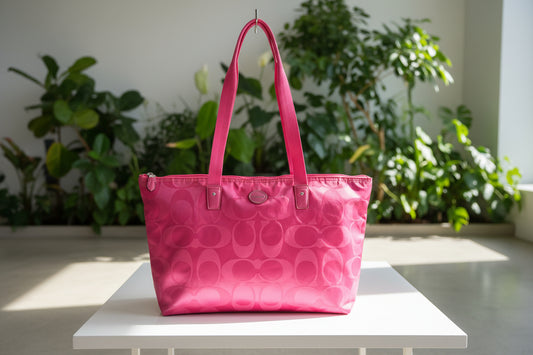 Coach Nylon Pink Zipper Tote