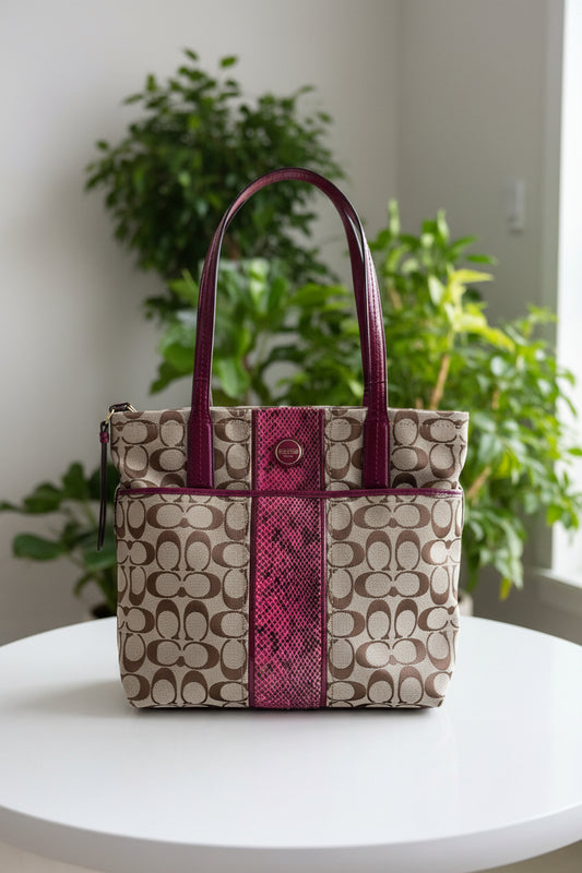 Coach Python Stripe Tote