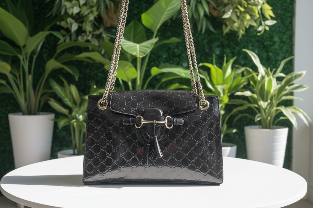 Gucci Patent Leather Dark Purple Emily Large