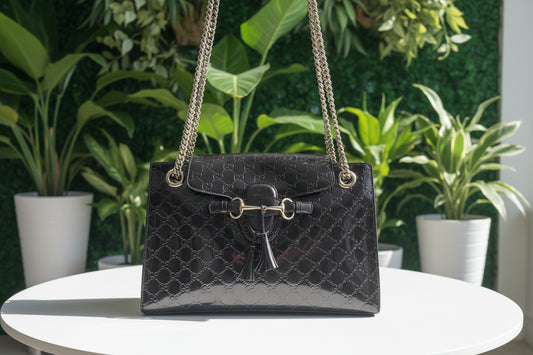 Gucci Patent Leather Dark Purple Emily Large