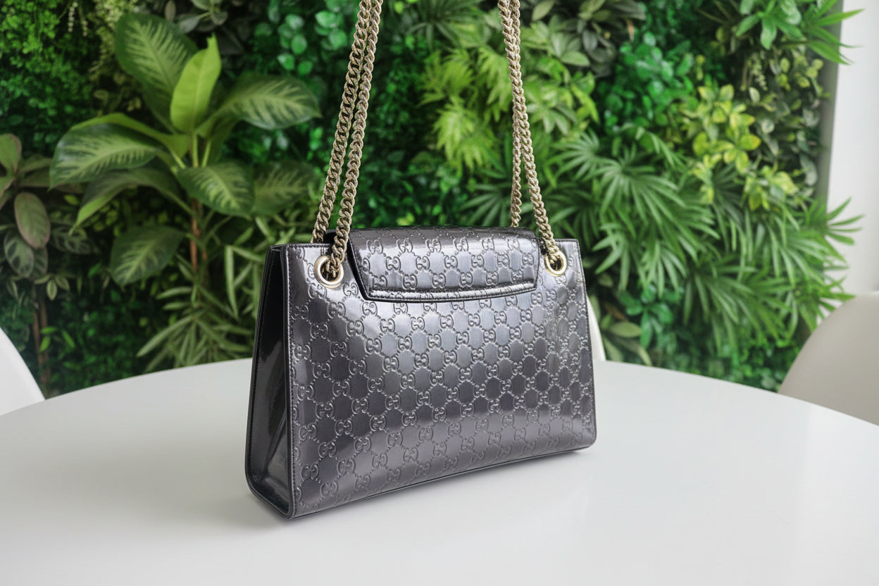 Gucci Patent Leather Dark Purple Emily Large