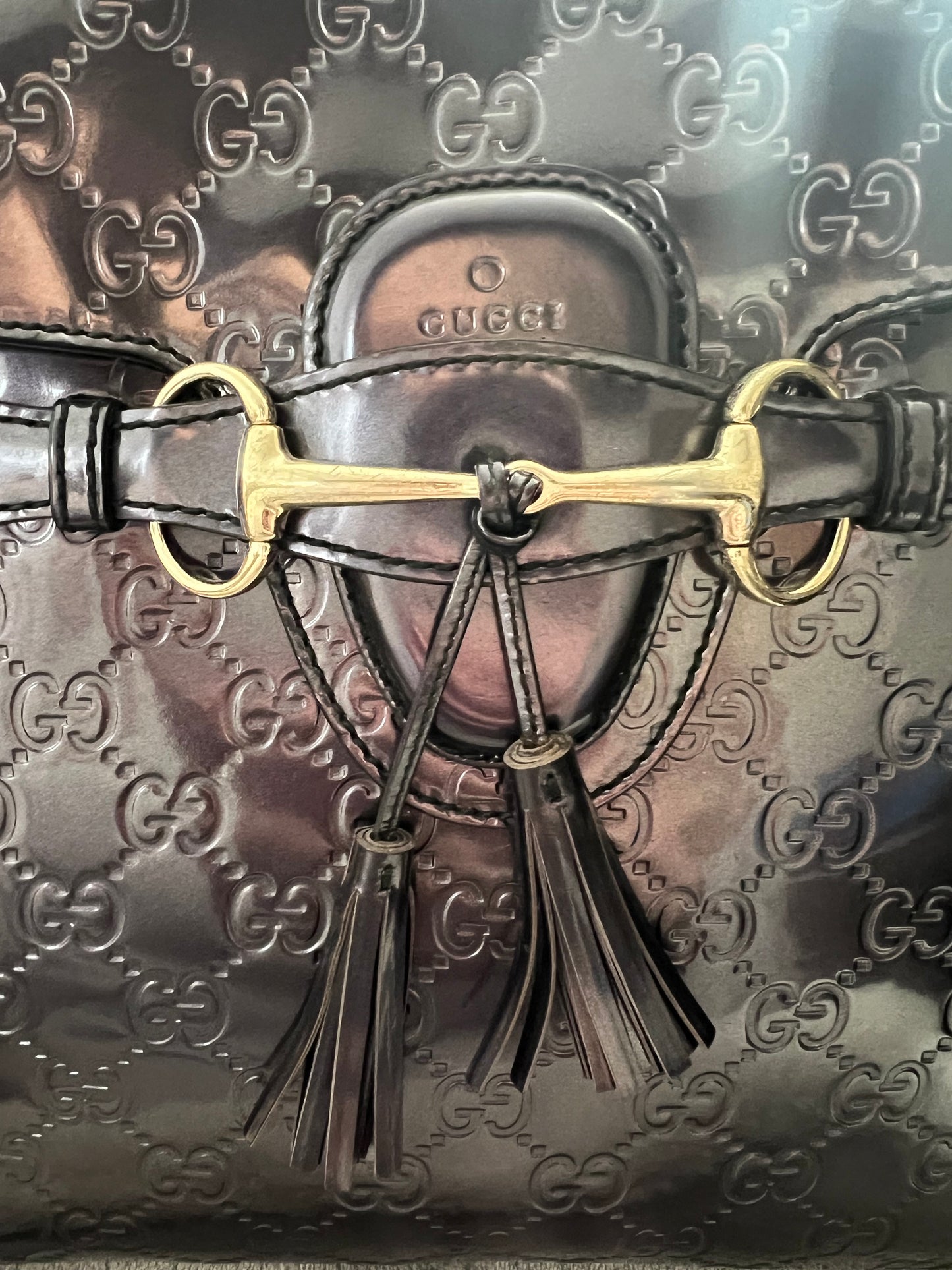 Gucci Patent Leather Dark Purple Emily Large