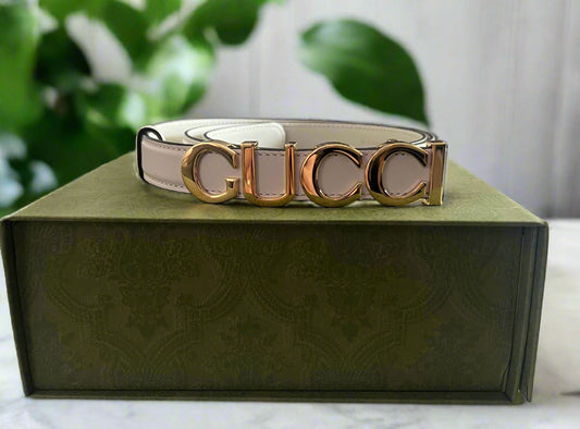Gucci Ivory and Gold Belt Size 80