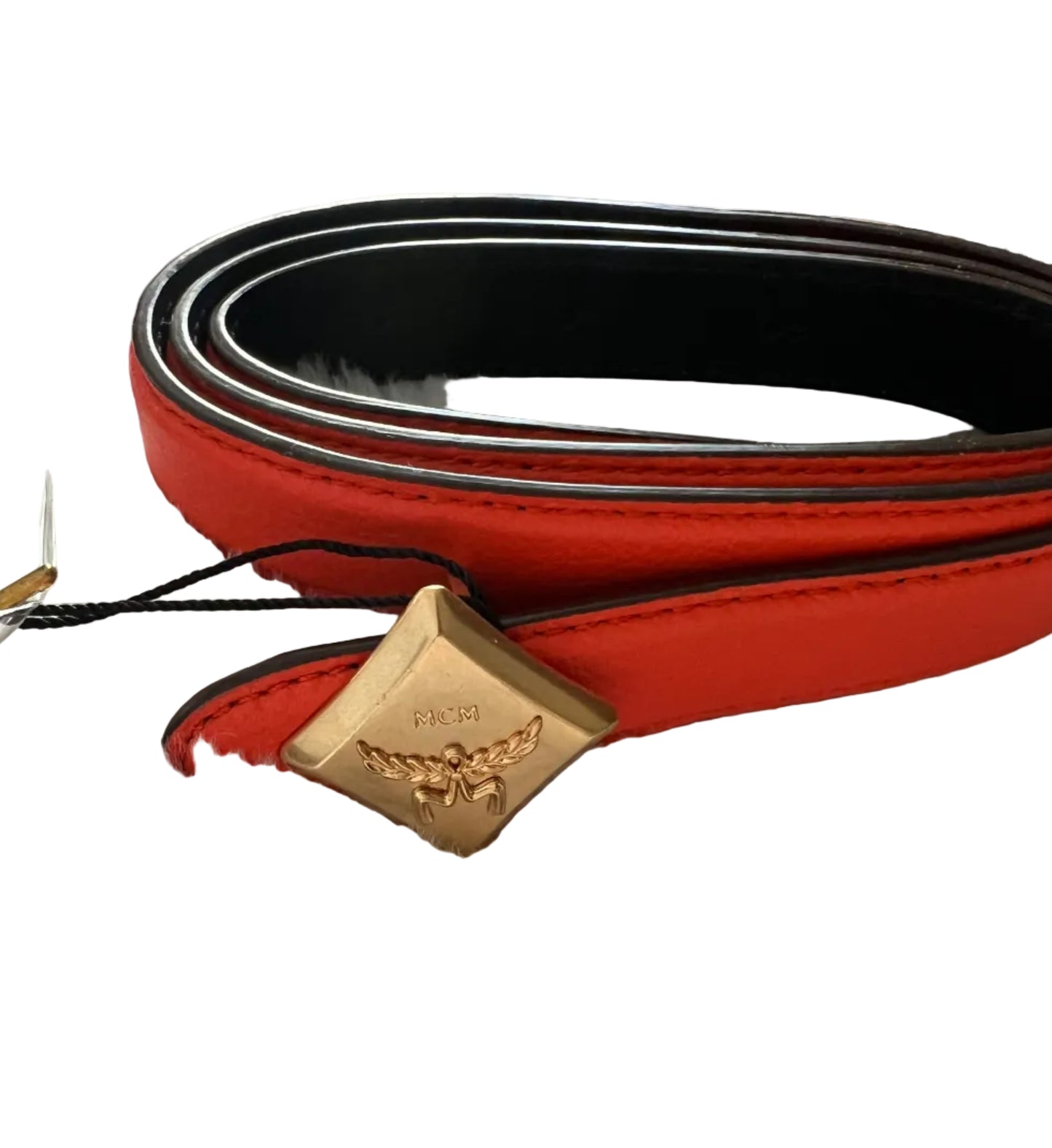 MCM Orange Black Reversible Belt