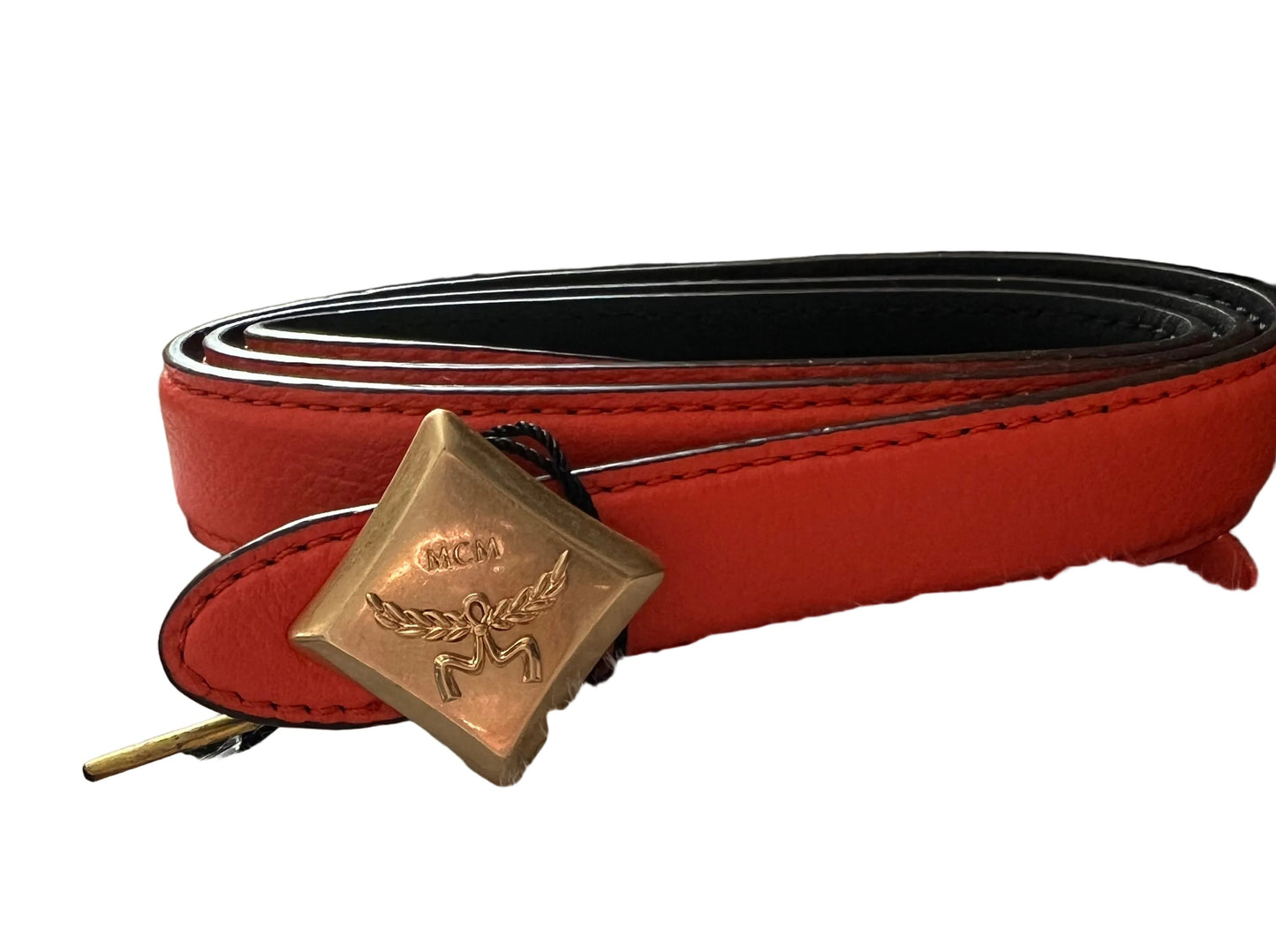 MCM Orange Black Reversible Belt