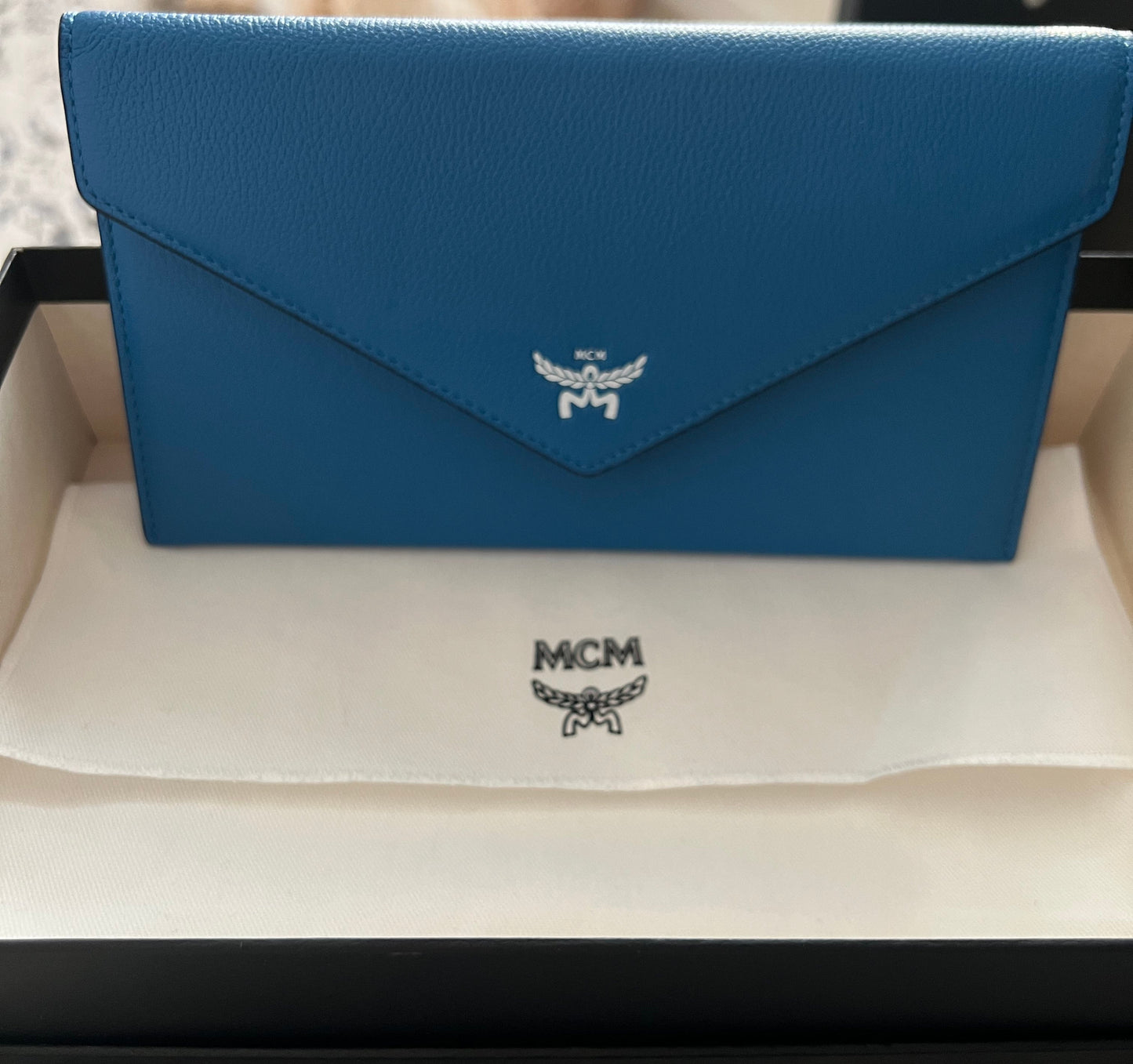 MCM Blue Himmel Continental Pouch - Embossed Leather