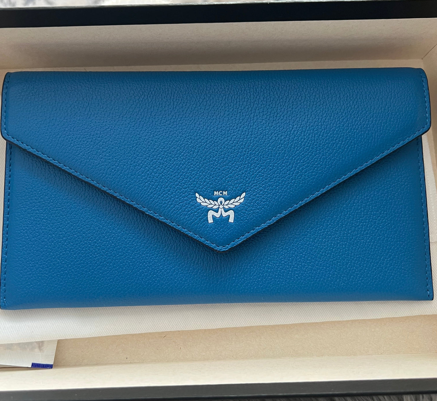 MCM Blue Himmel Continental Pouch - Embossed Leather