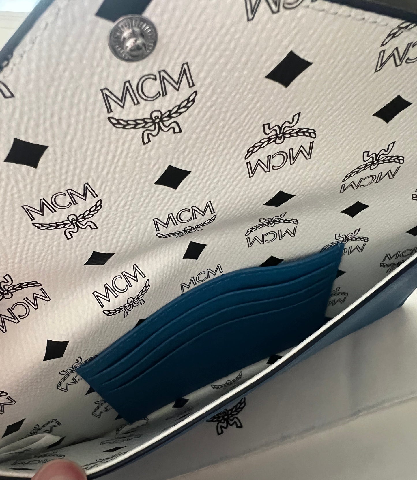 MCM Blue Himmel Continental Pouch - Embossed Leather