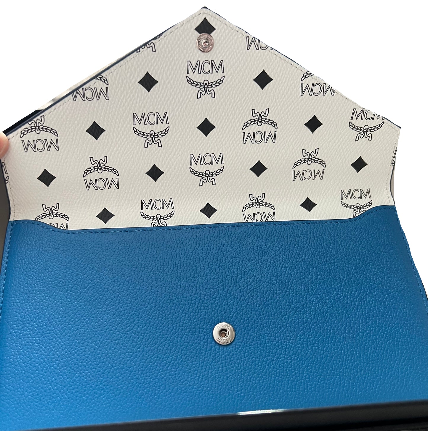 MCM Blue Himmel Continental Pouch - Embossed Leather