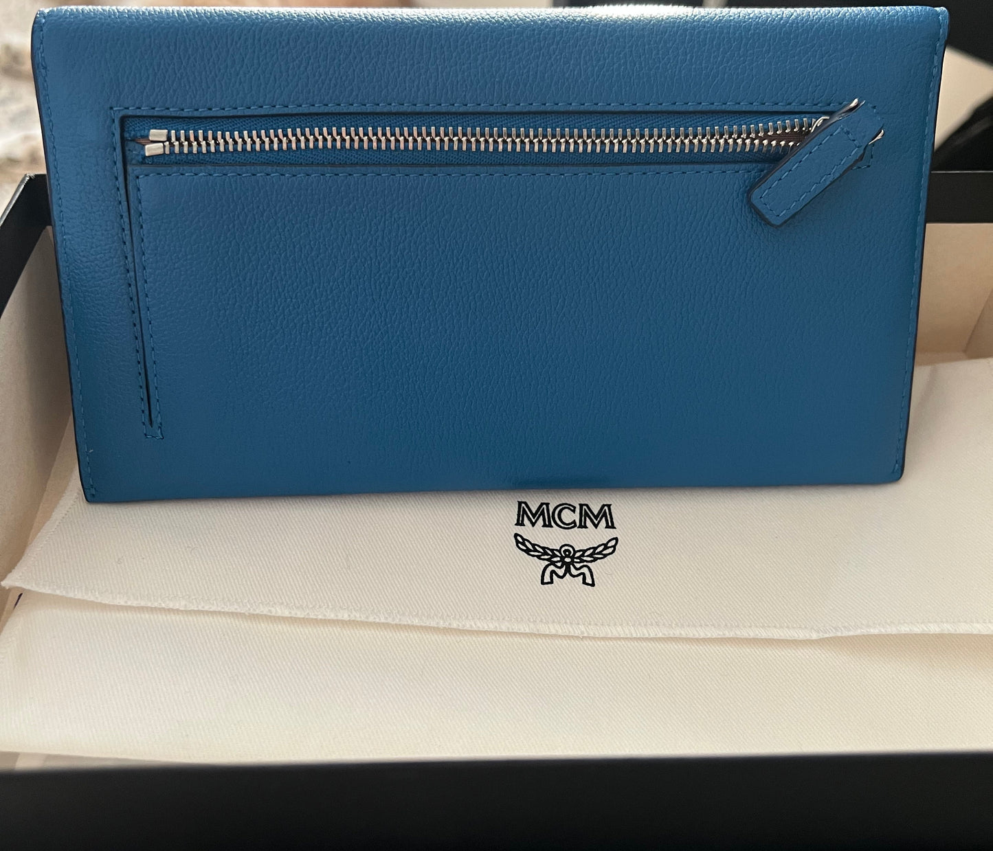MCM Blue Himmel Continental Pouch - Embossed Leather