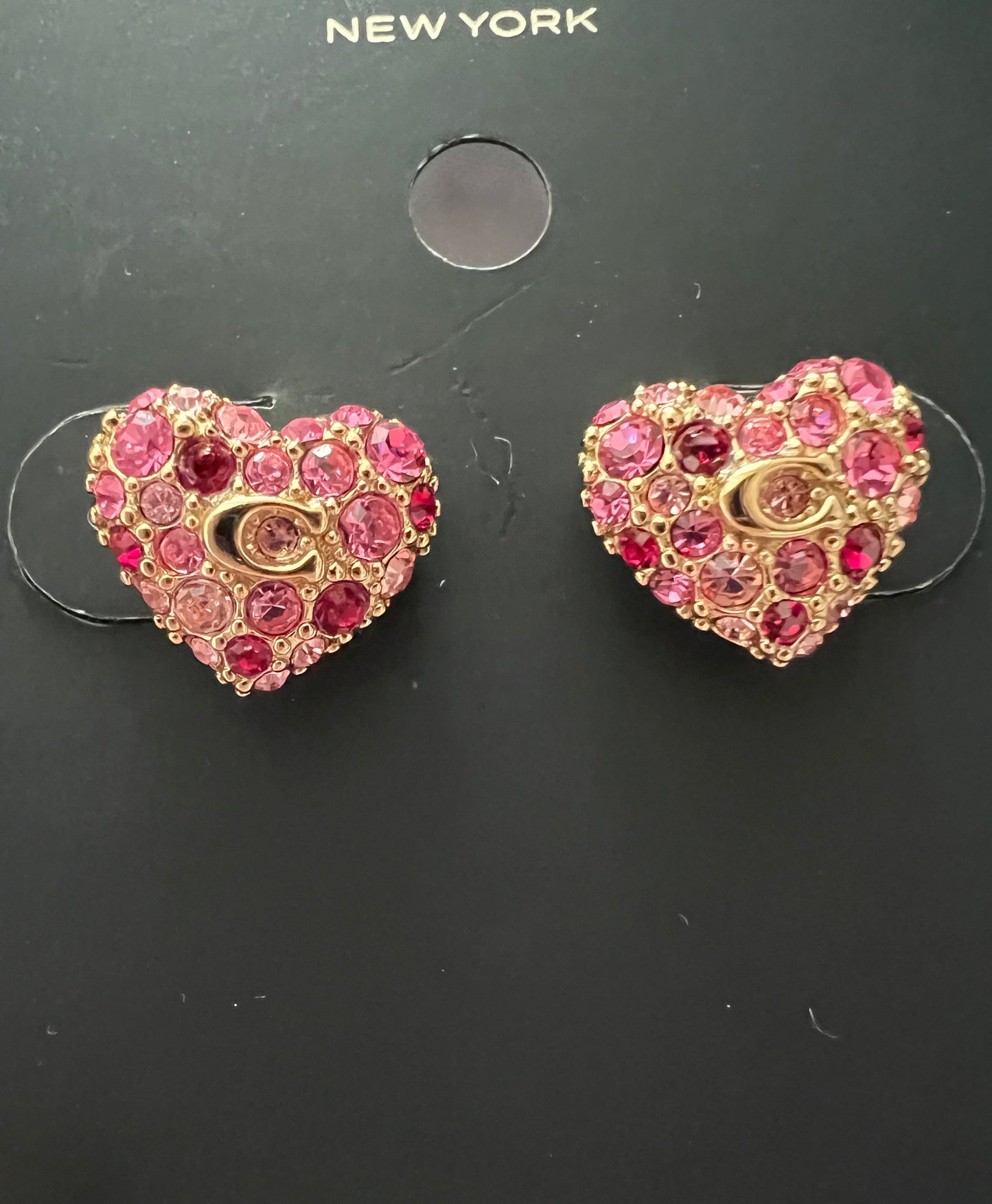 Coach Heart Gold Toned Crystal Studs