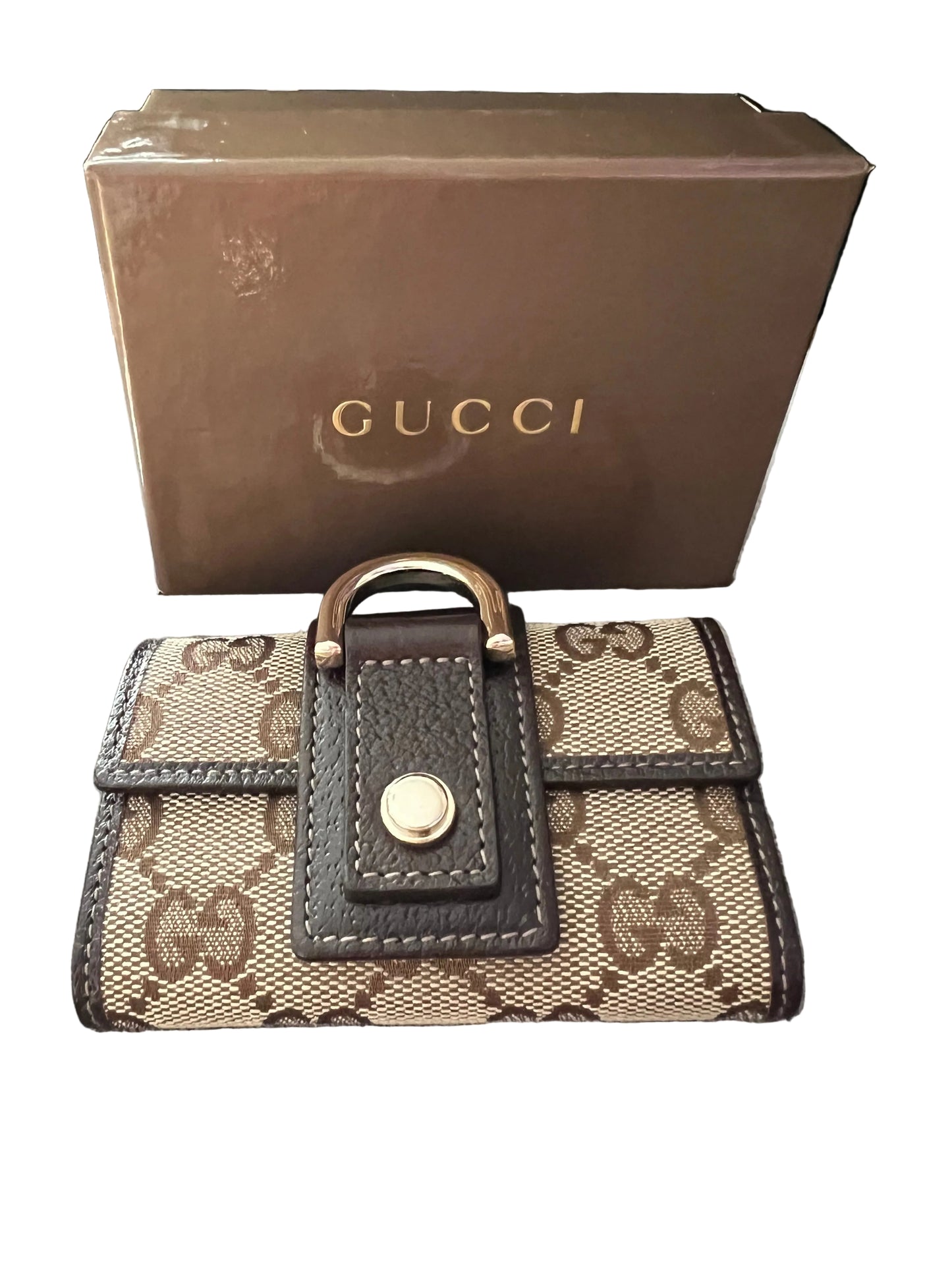 Gucci Monogram Canvas & Leather Key Holder