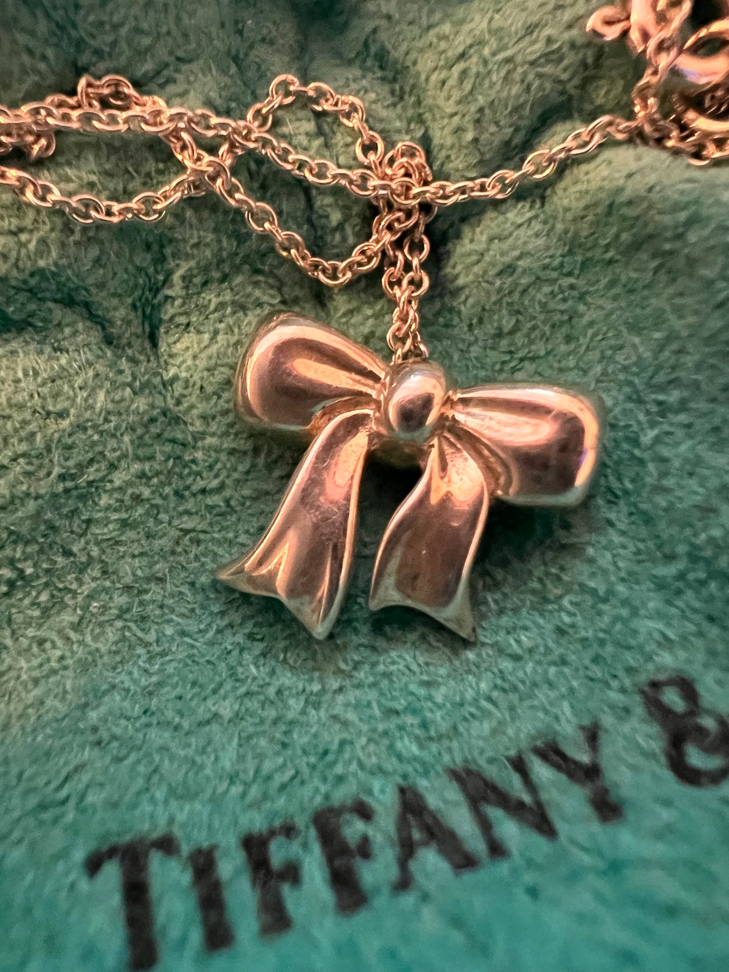 Tiffany & Co Sterling Bow Pendant Necklace