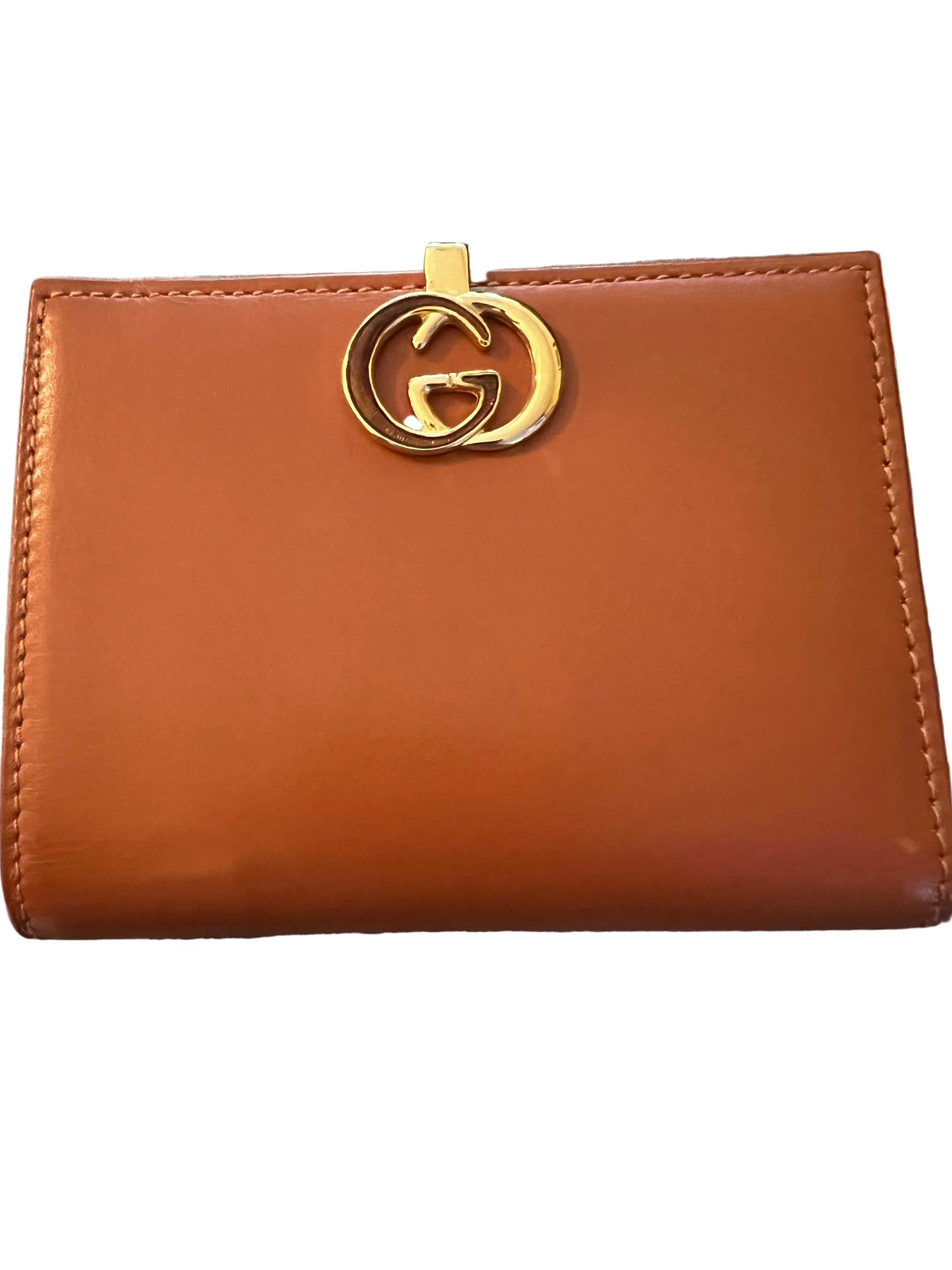 Gucci Vintage Brown Double G Leather Compact Wallet