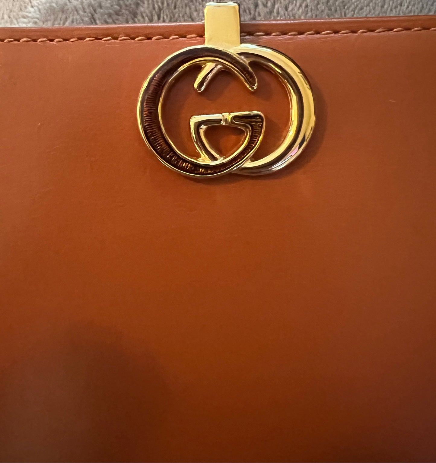 Gucci Vintage Brown Double G Leather Compact Wallet