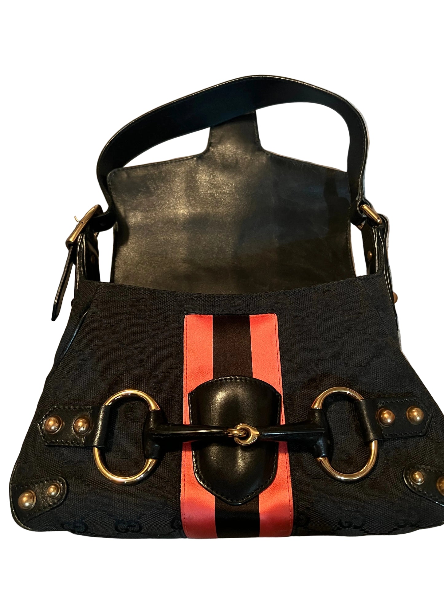 Gucci Black & Pink Web Horsebit Bag - Tom Ford Era