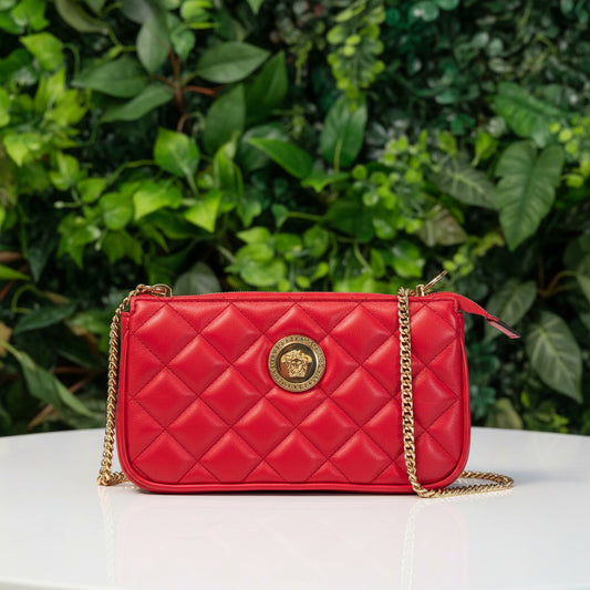 Versace Red Quilted Leather Pochette