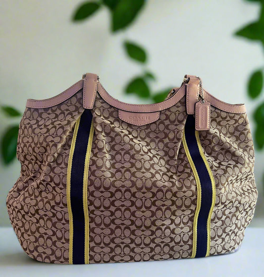 Coach Signature Canvas Tote with Stripe