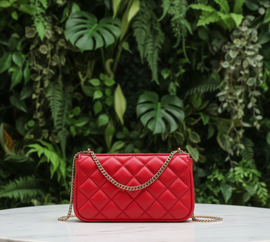 Versace Red Quilted Leather Pochette