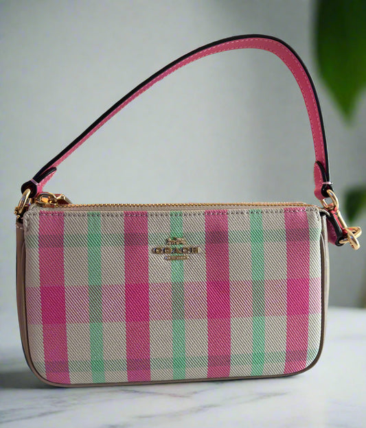 Coach Pink Leather & Plaid Nolita 19