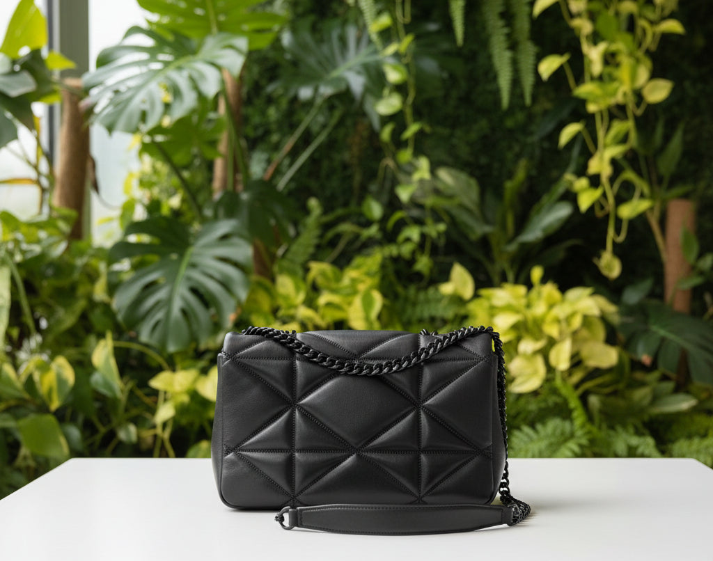 MCM Black Quilted Leather Travina -