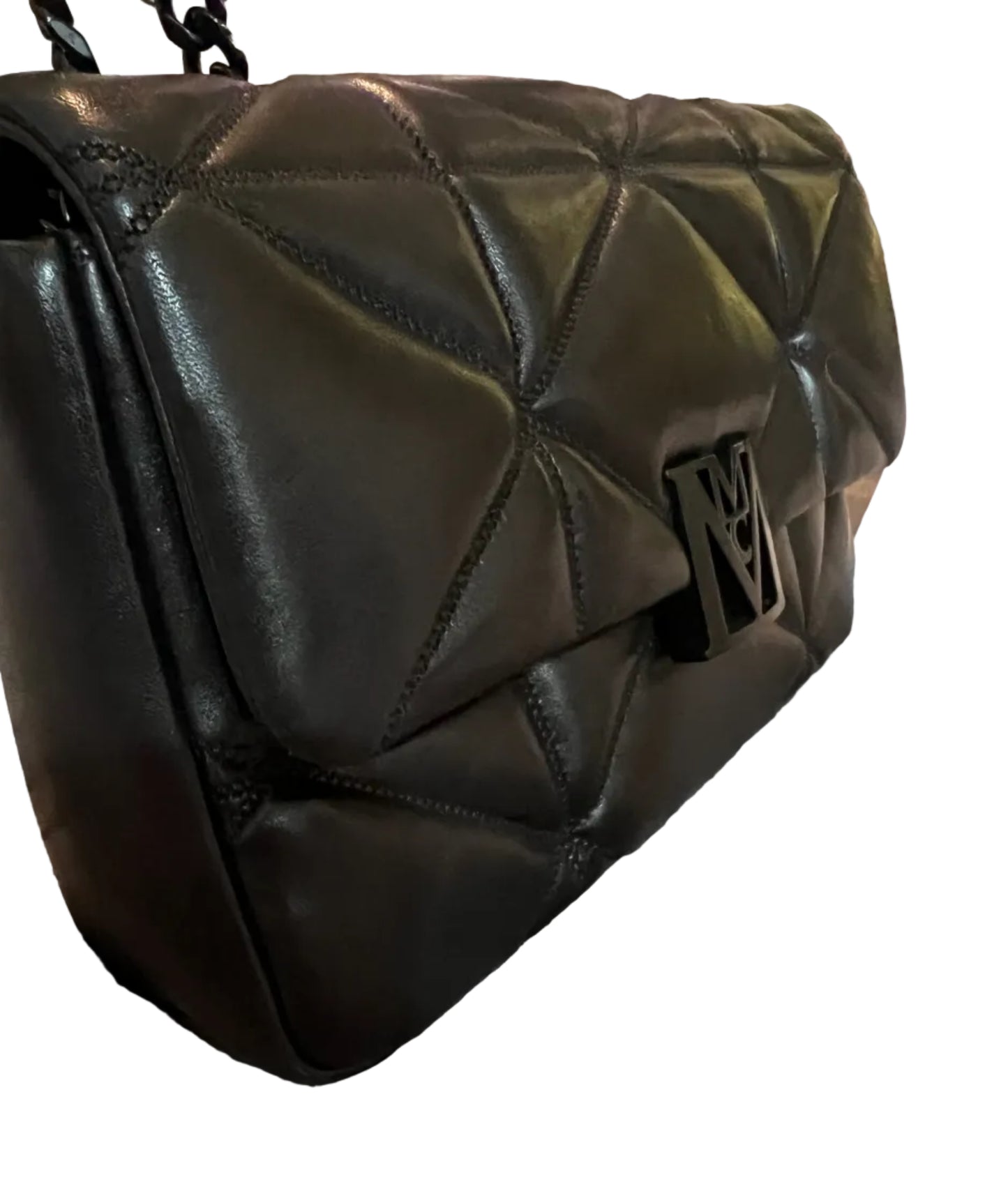 MCM Black Quilted Leather Travina -