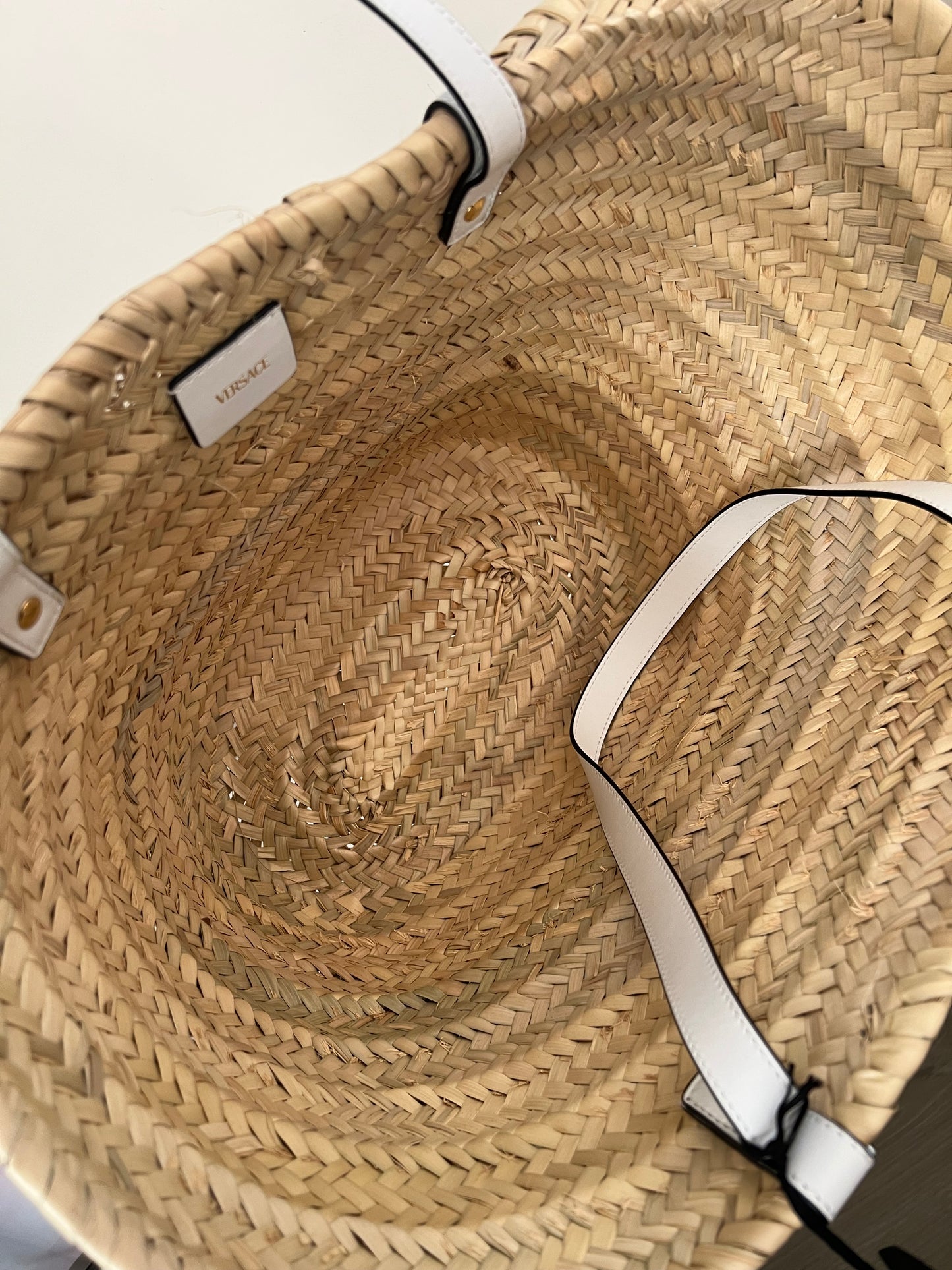 Versace White Straw Bag