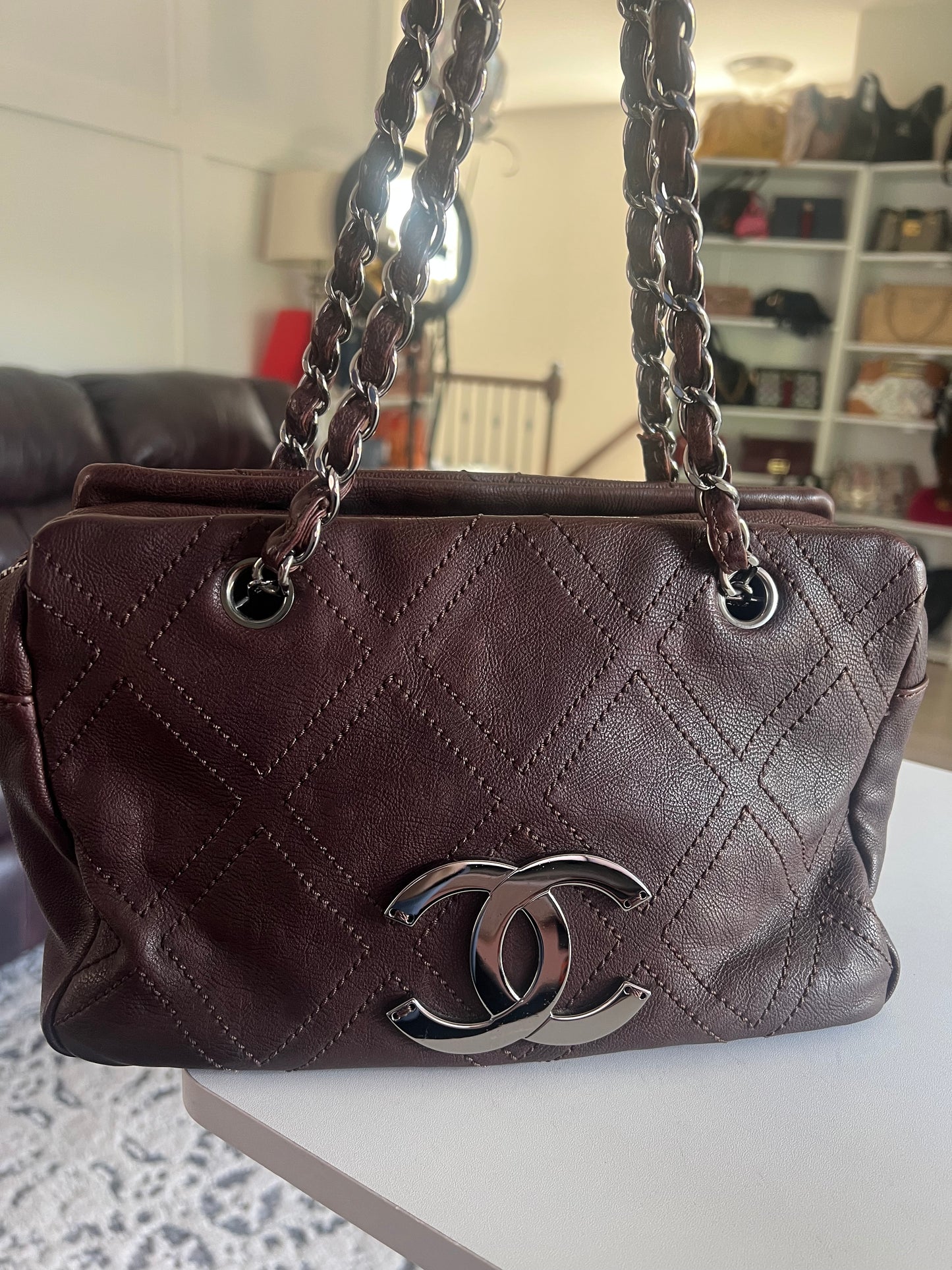 Chanel Caviarskin Dark Brown Tote