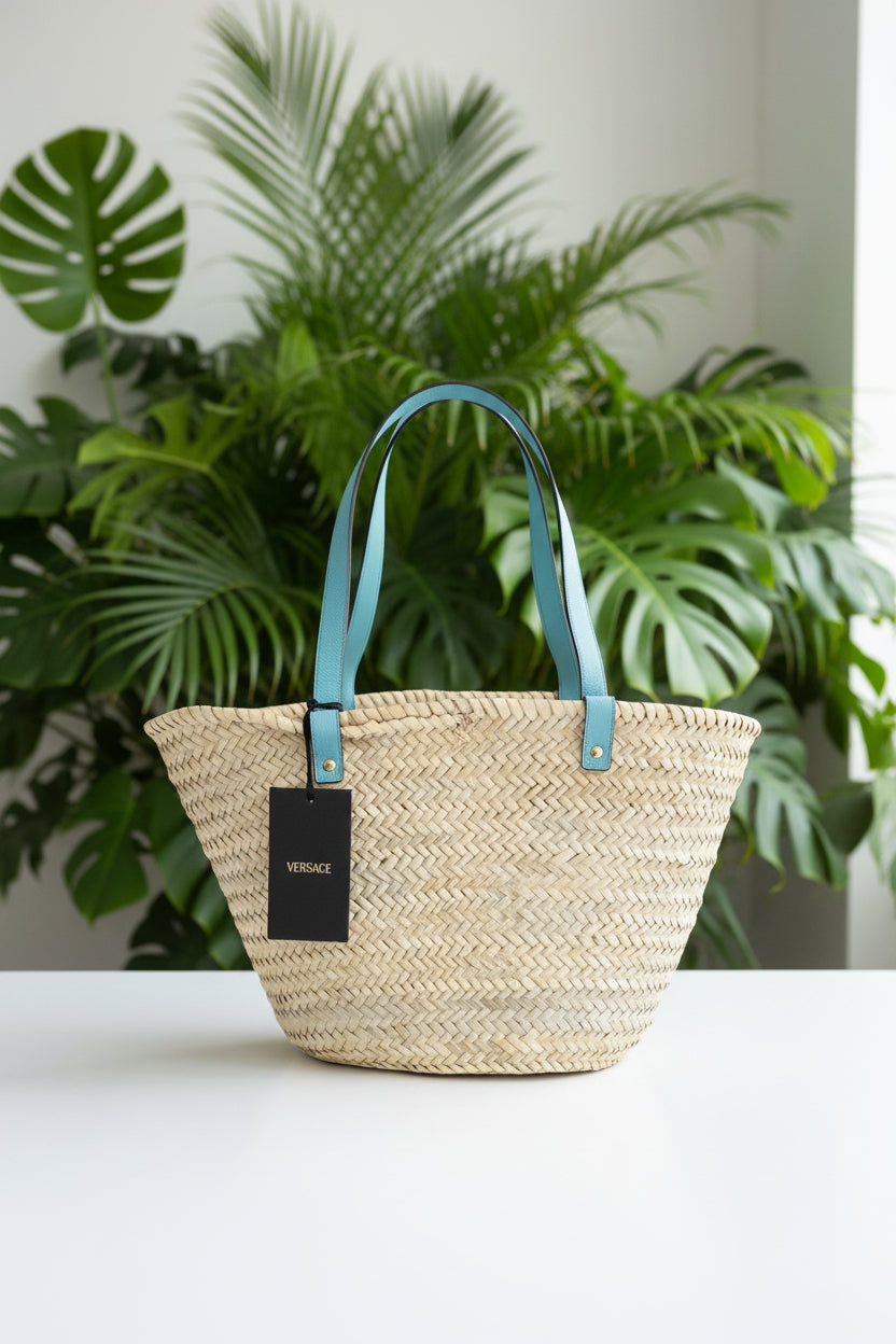 Versace Turquoise Straw Bag