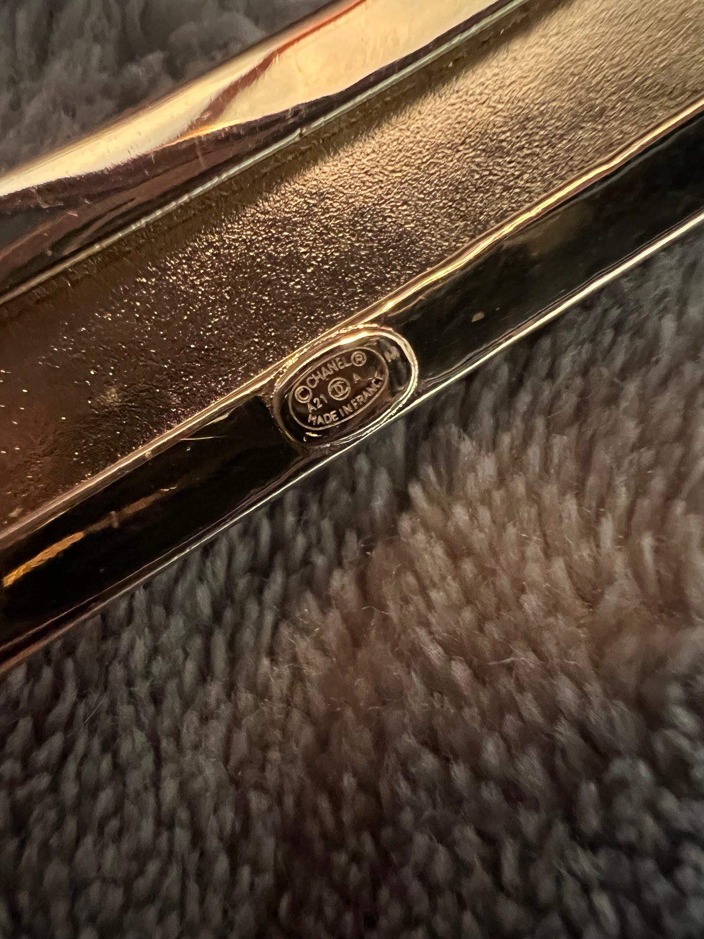 Chanel Name Plate Hinged Bracelet with Crystals