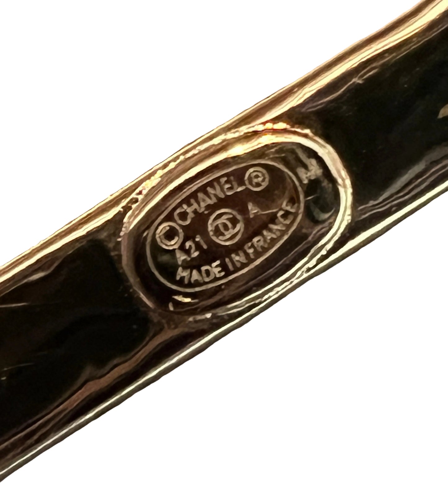 Chanel Name Plate Hinged Bracelet with Crystals