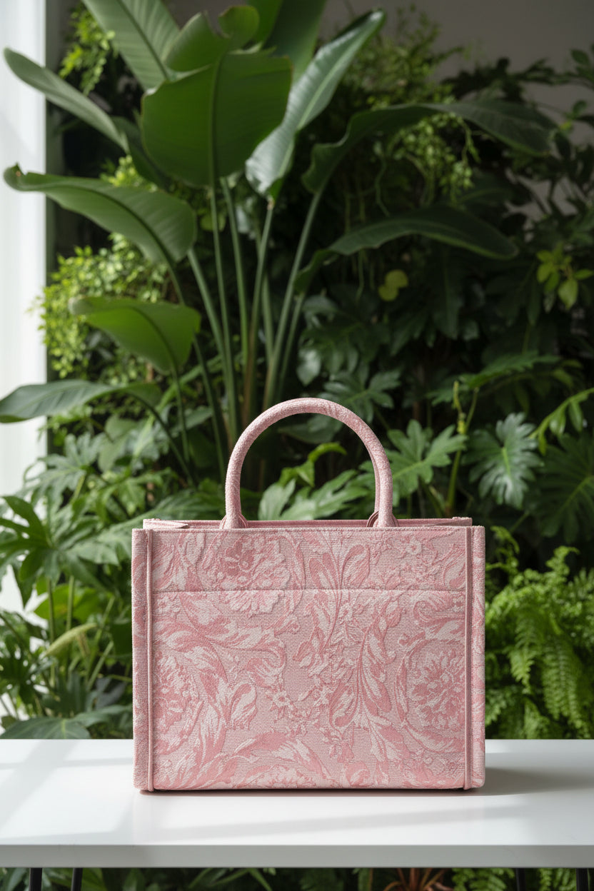 Versace Pink Small Baracco Athena Canvas Tote