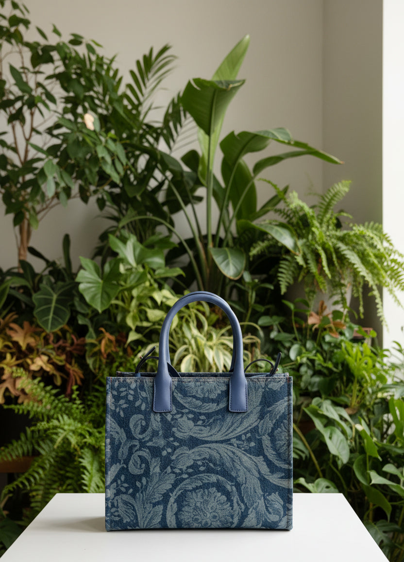 Versace Small Baracco La Medusa Denim Tote