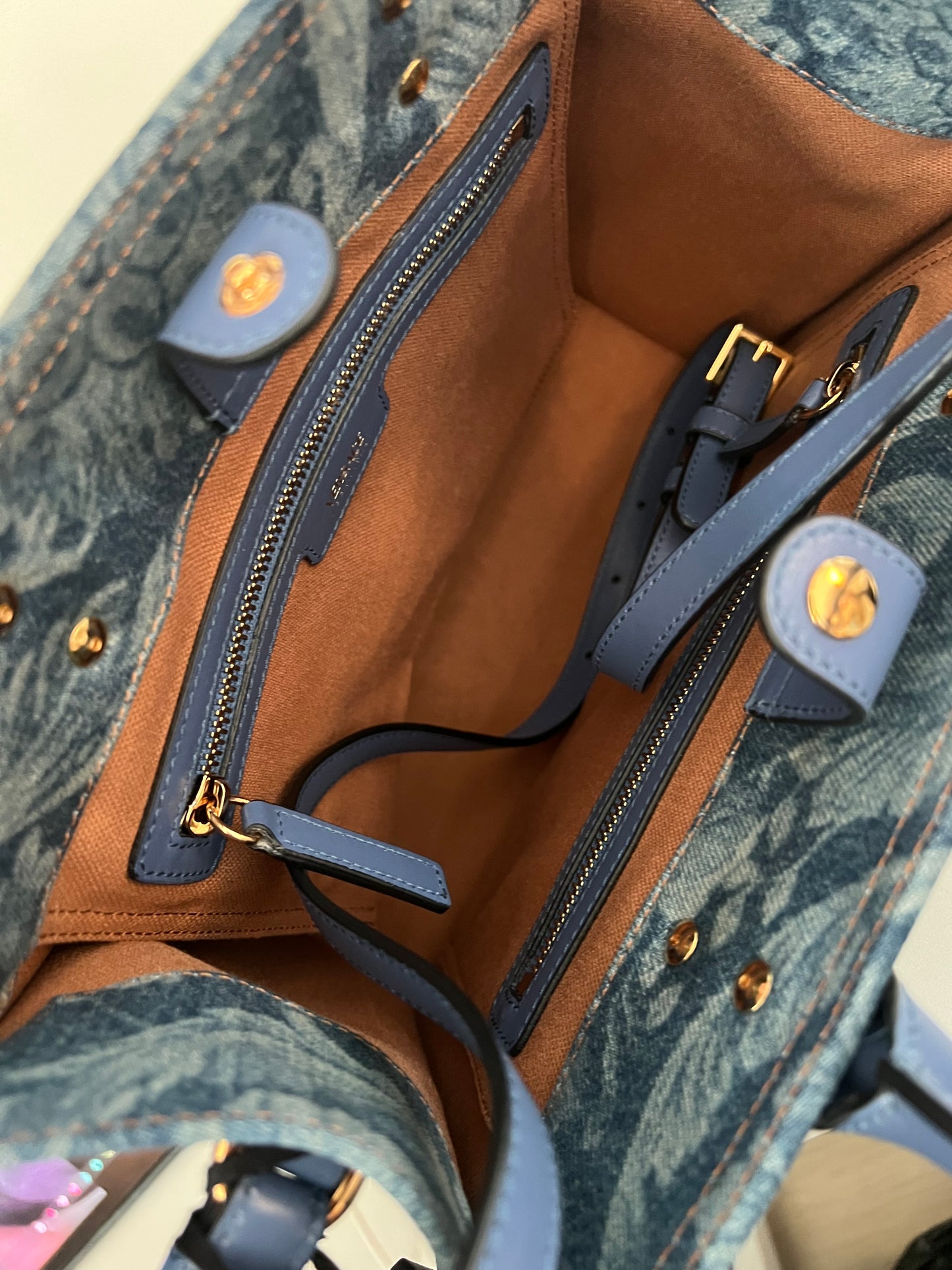 Versace Small Baracco La Medusa Denim Tote