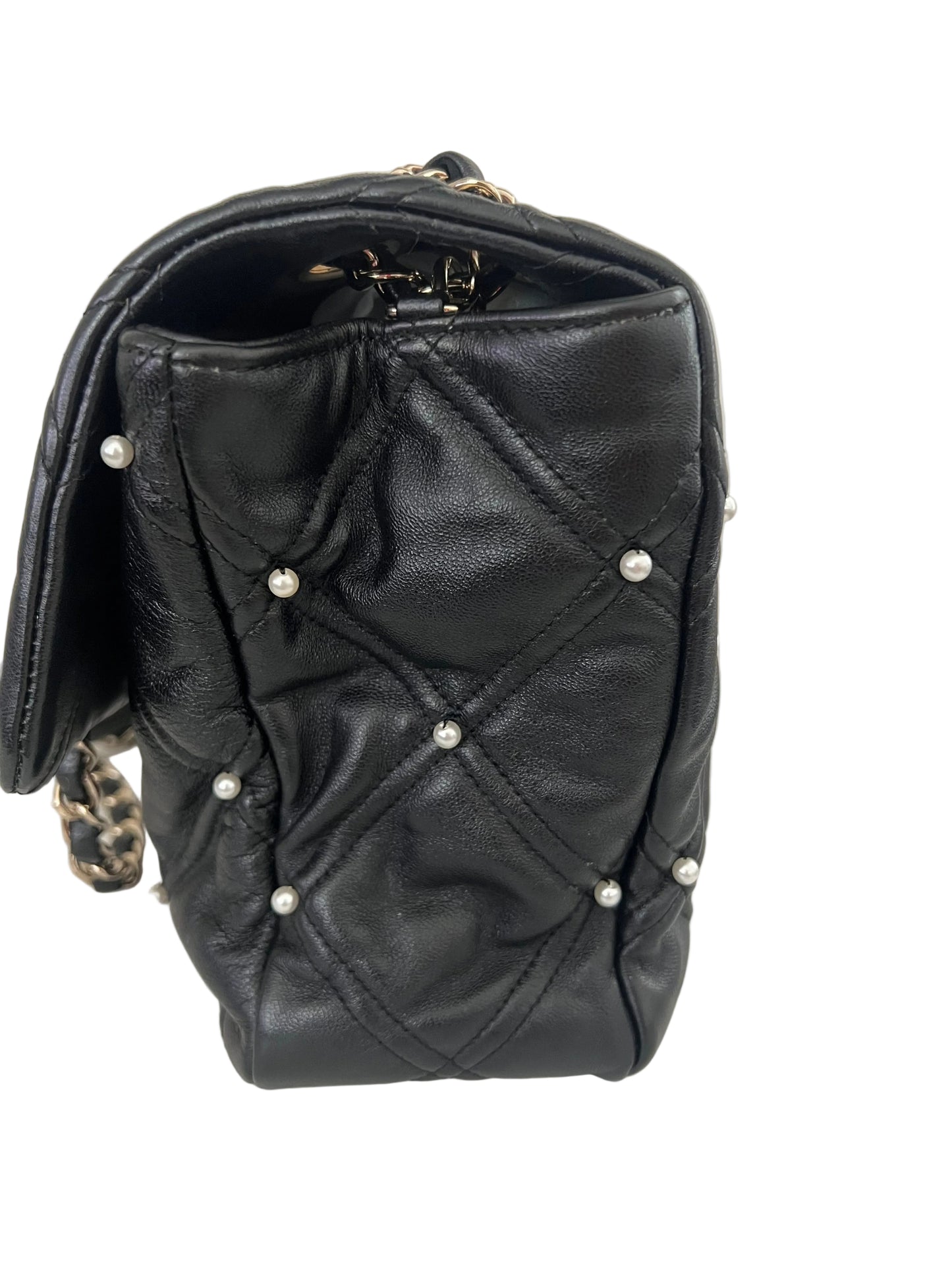 Chanel Quilted Lambskin Pearl Studded Flap