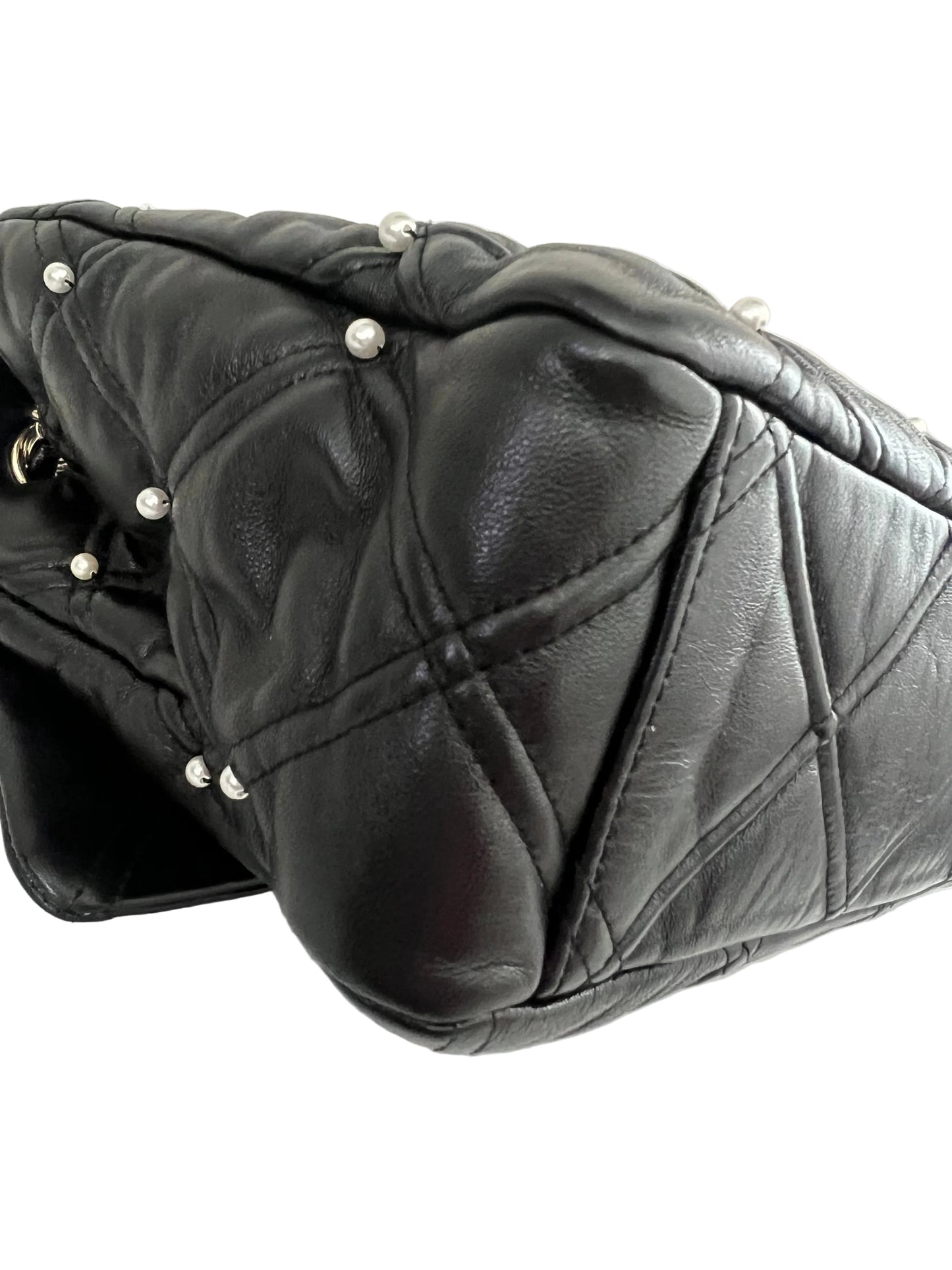 Chanel Quilted Lambskin Pearl Studded Flap
