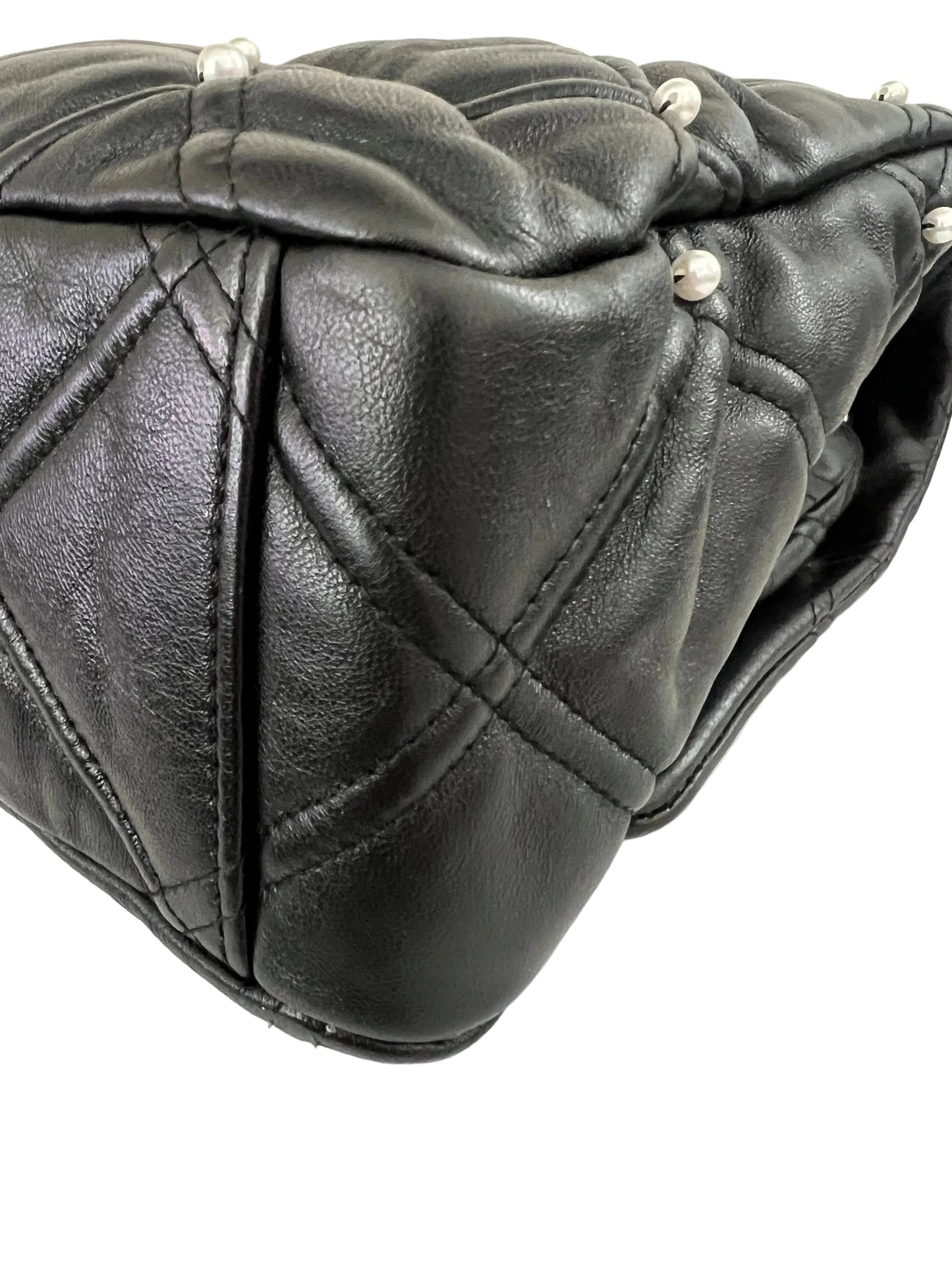 Chanel Quilted Lambskin Pearl Studded Flap