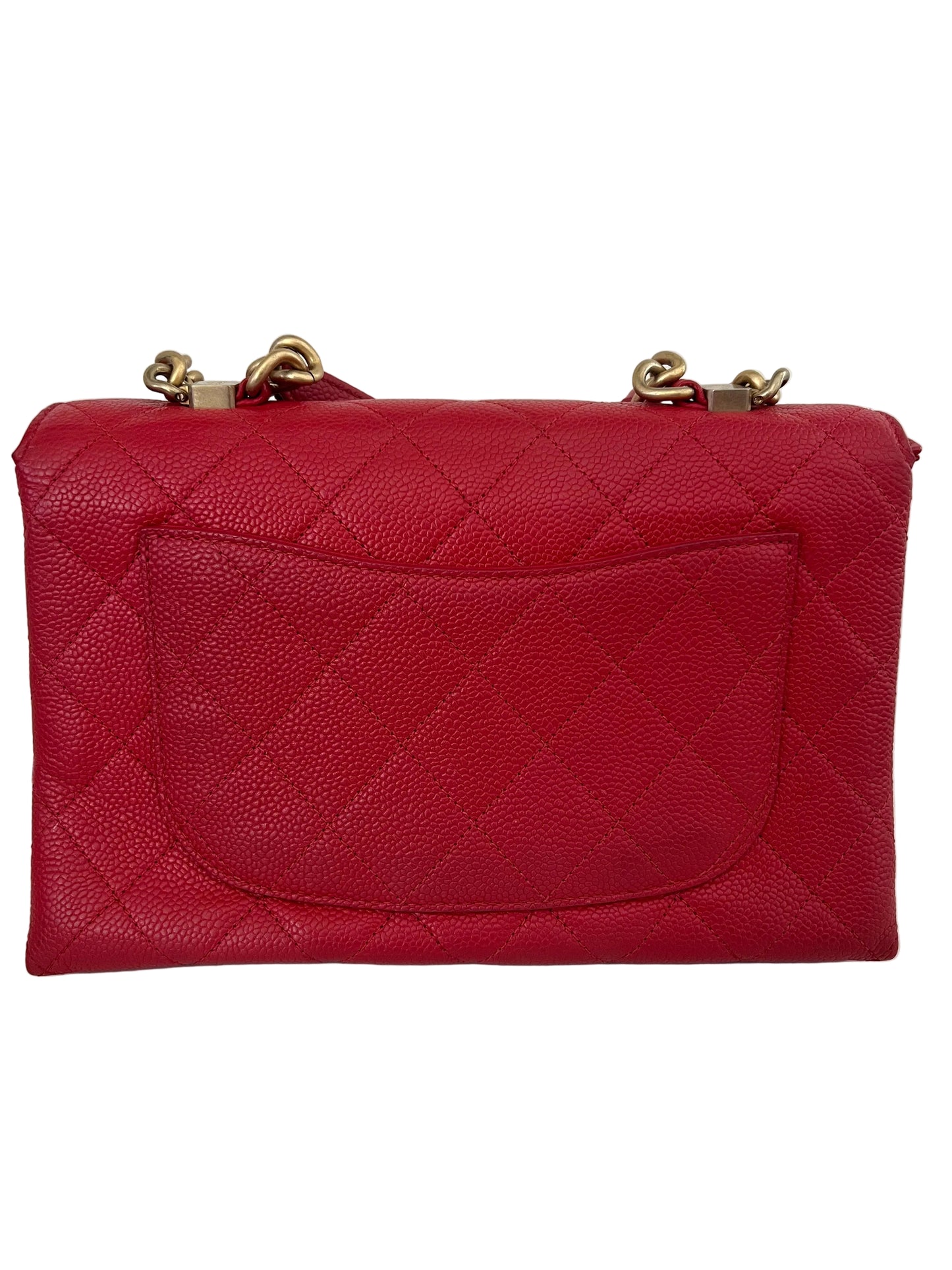 Chanel Small Red Stitched Caviar Chic Affinity Top Handle