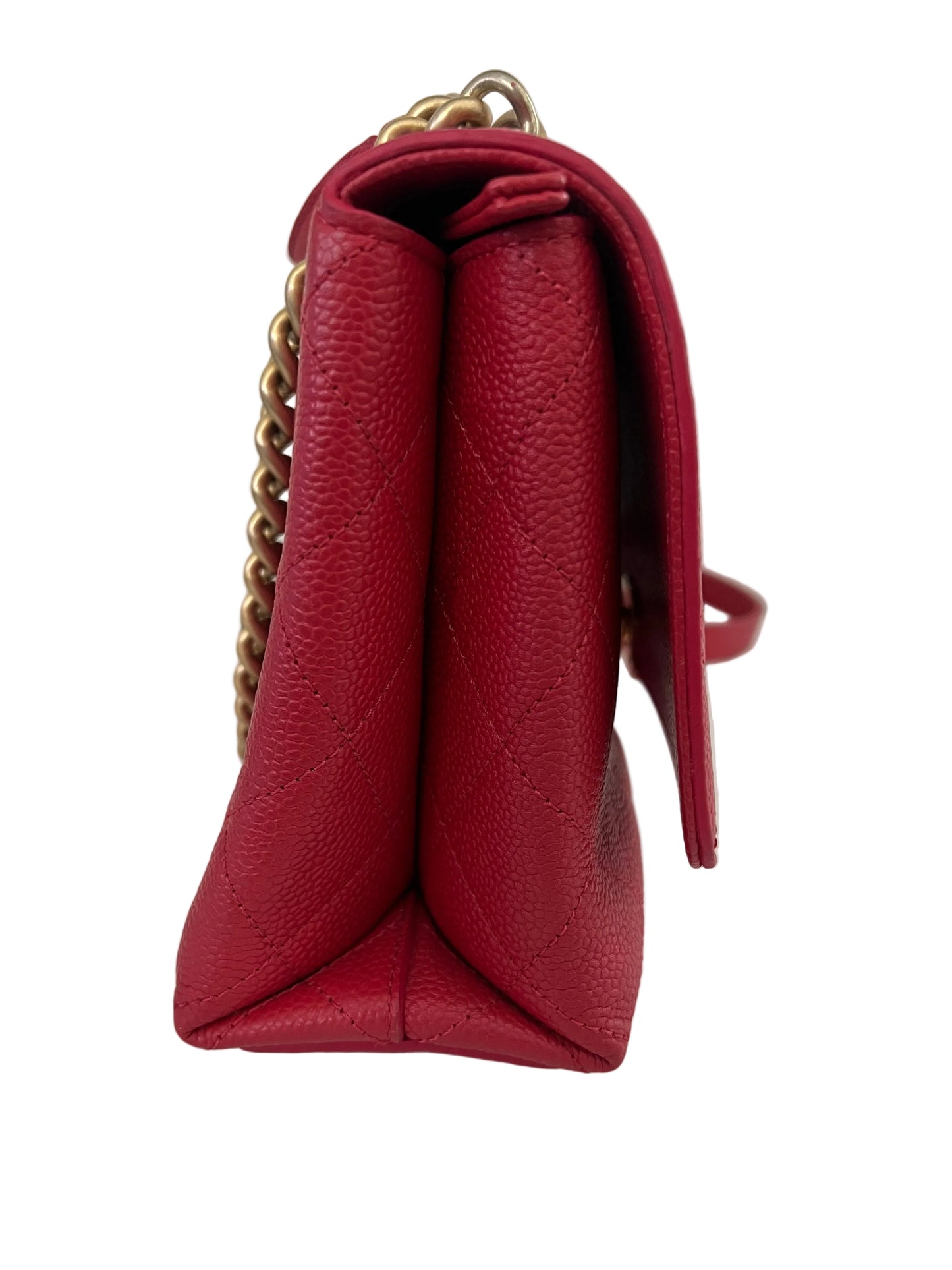 Chanel Small Red Stitched Caviar Chic Affinity Top Handle