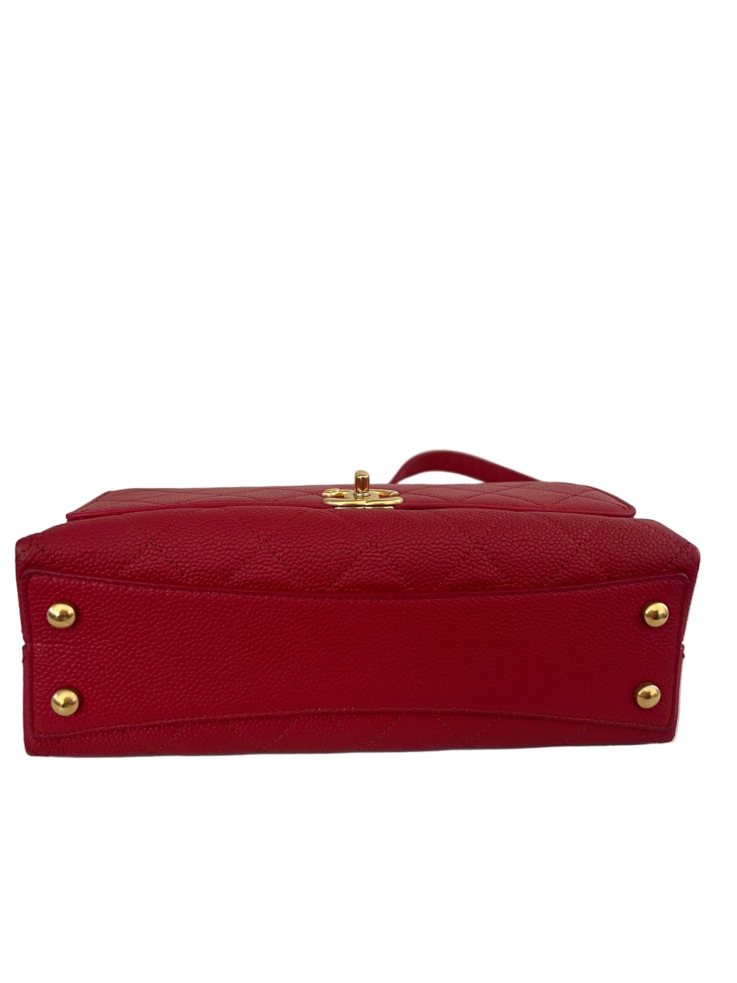 Chanel Small Red Stitched Caviar Chic Affinity Top Handle