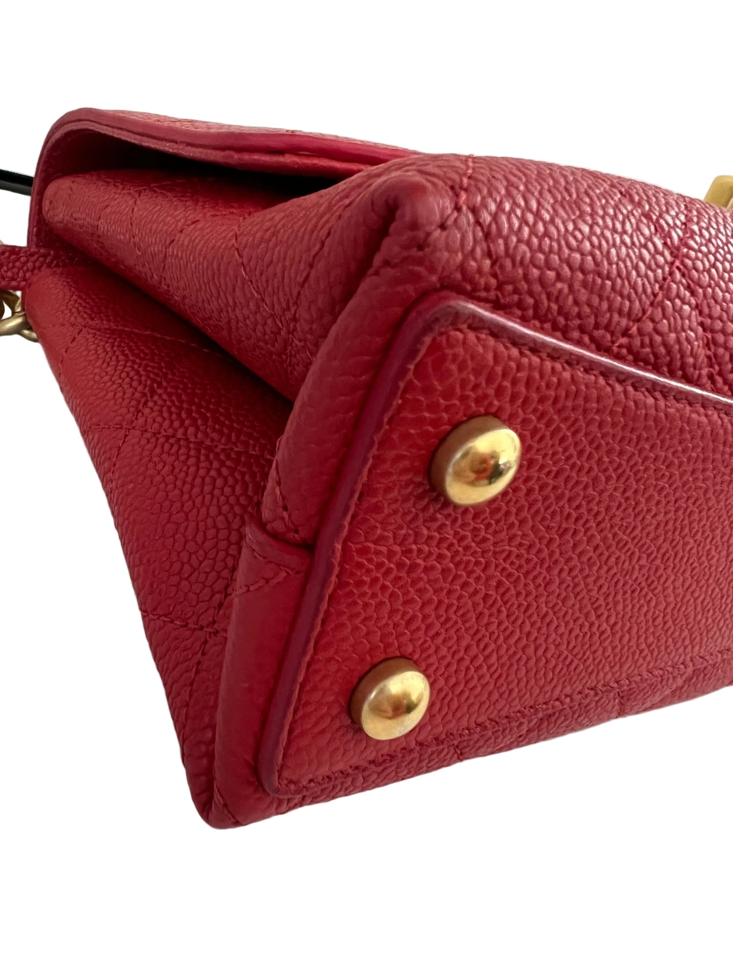 Chanel Small Red Stitched Caviar Chic Affinity Top Handle