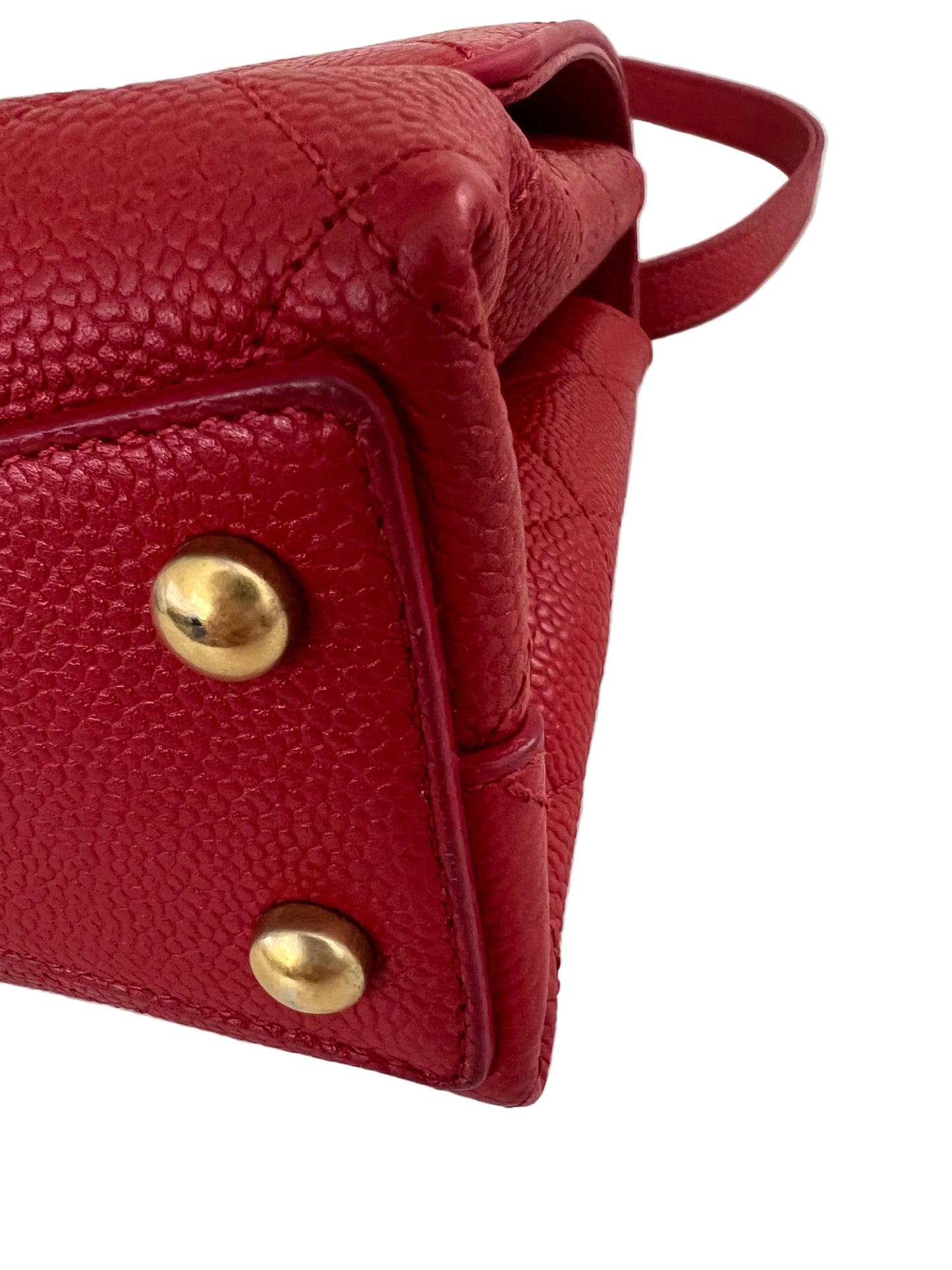 Chanel Small Red Stitched Caviar Chic Affinity Top Handle