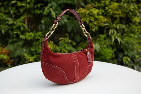 Coach Suede Dark Red SoHo Hobo