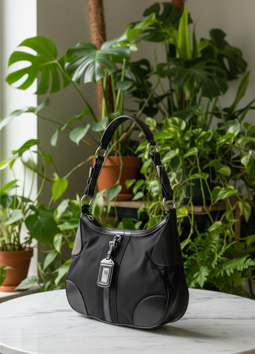 Prada Leather and Nylon Hobo