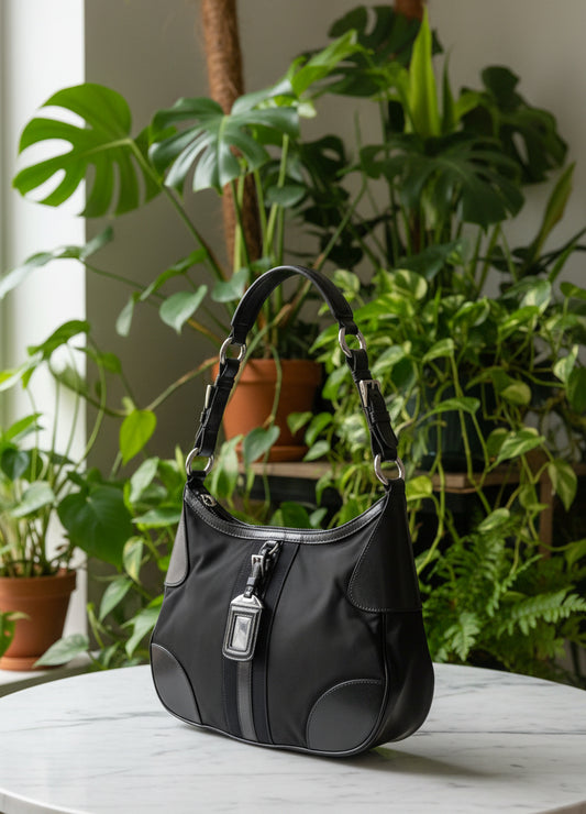 Prada Leather and Nylon Hobo