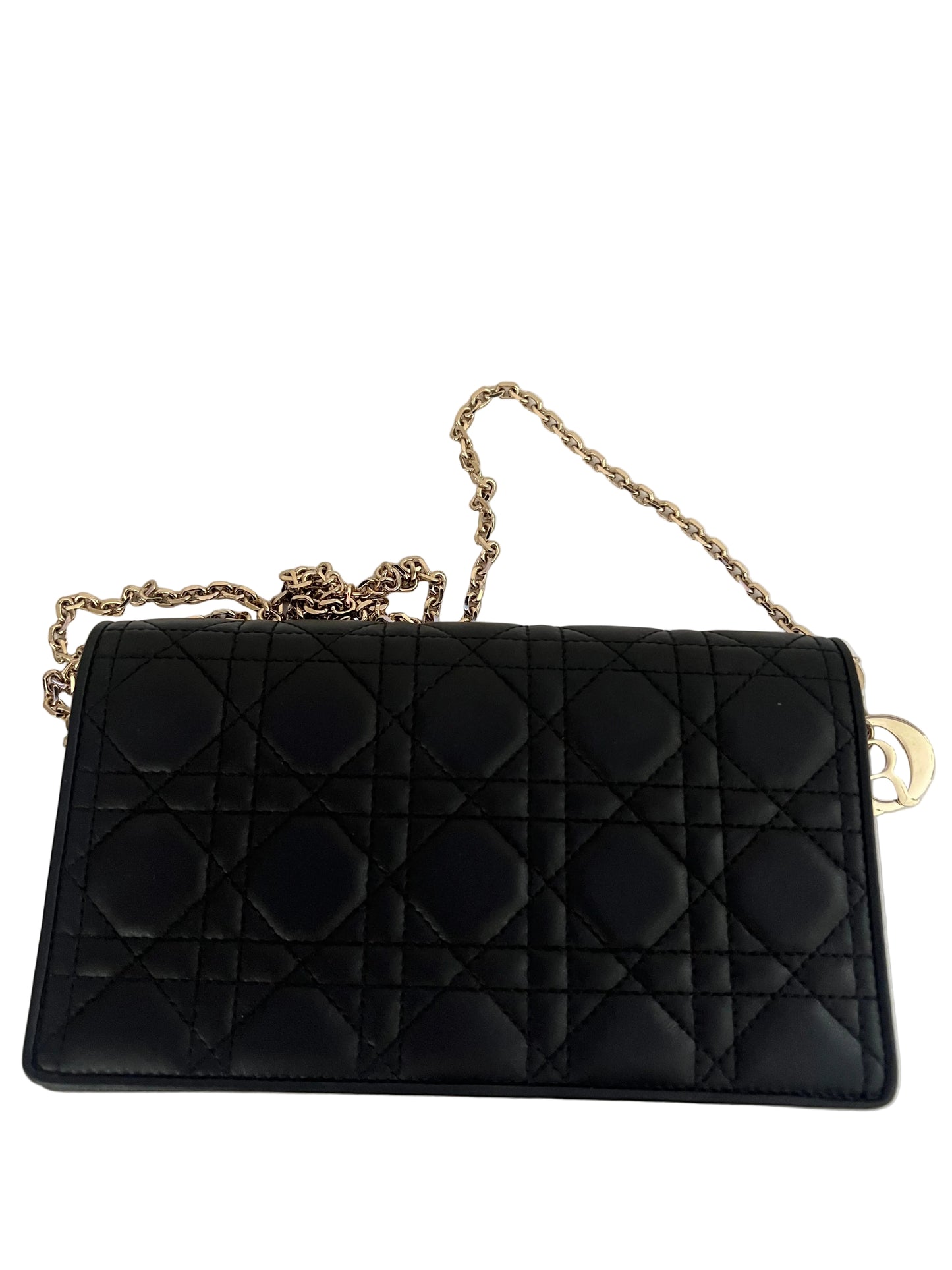 Dior Black Quilted Cannage Leather Lady Pouch