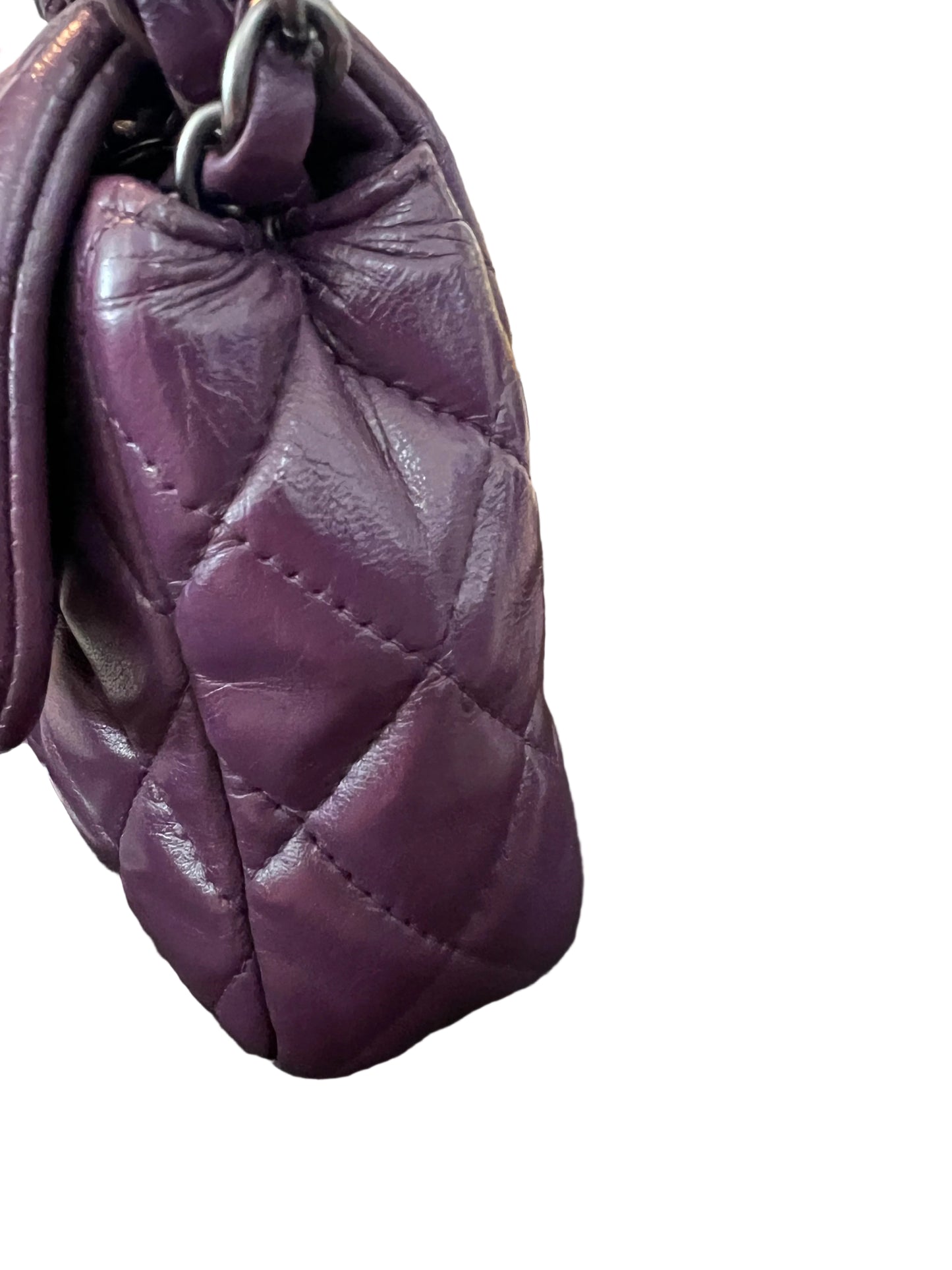 Chanel Dark Purple Quilted Lambskin East West