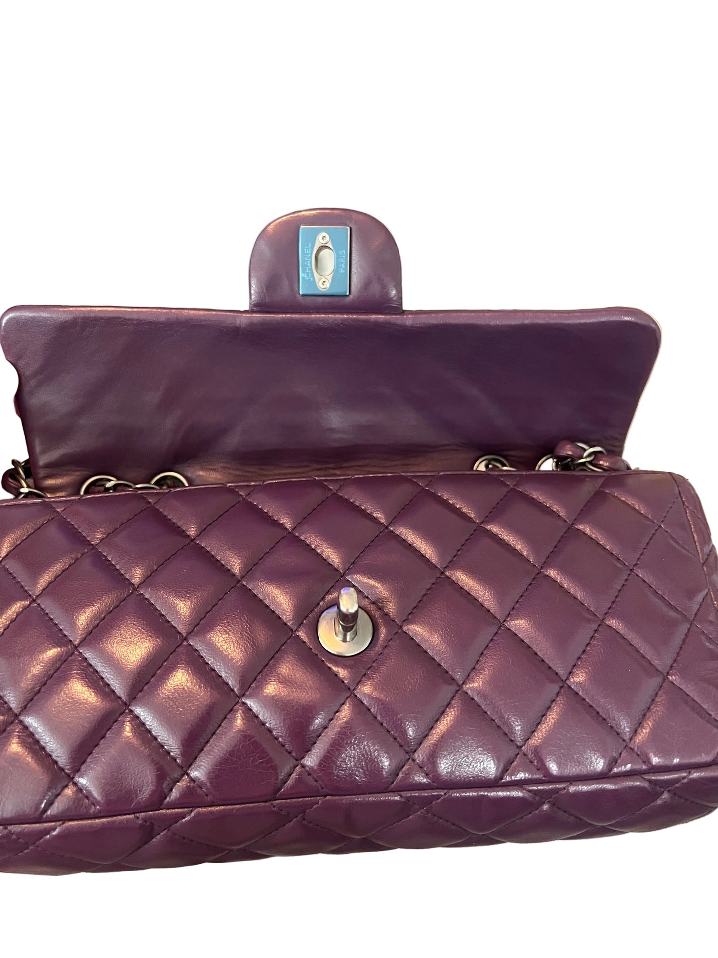 Chanel Dark Purple Quilted Lambskin East West