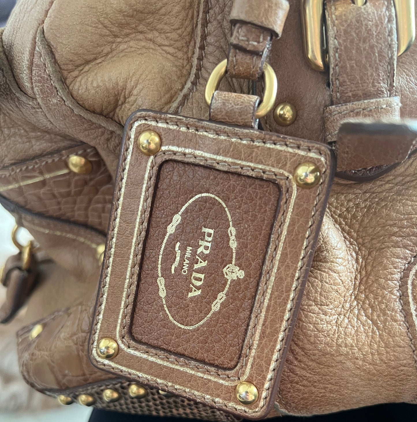 Prada Leather Bauletto Fringe Strap Satchel